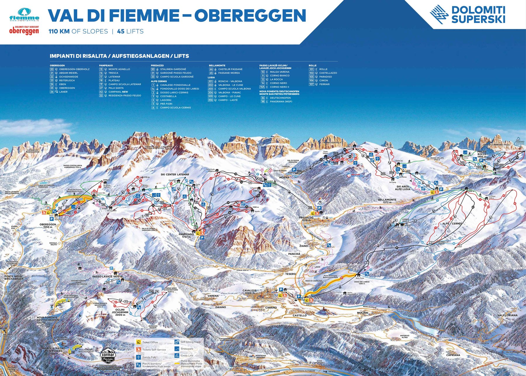 Val di Fiemme piste map